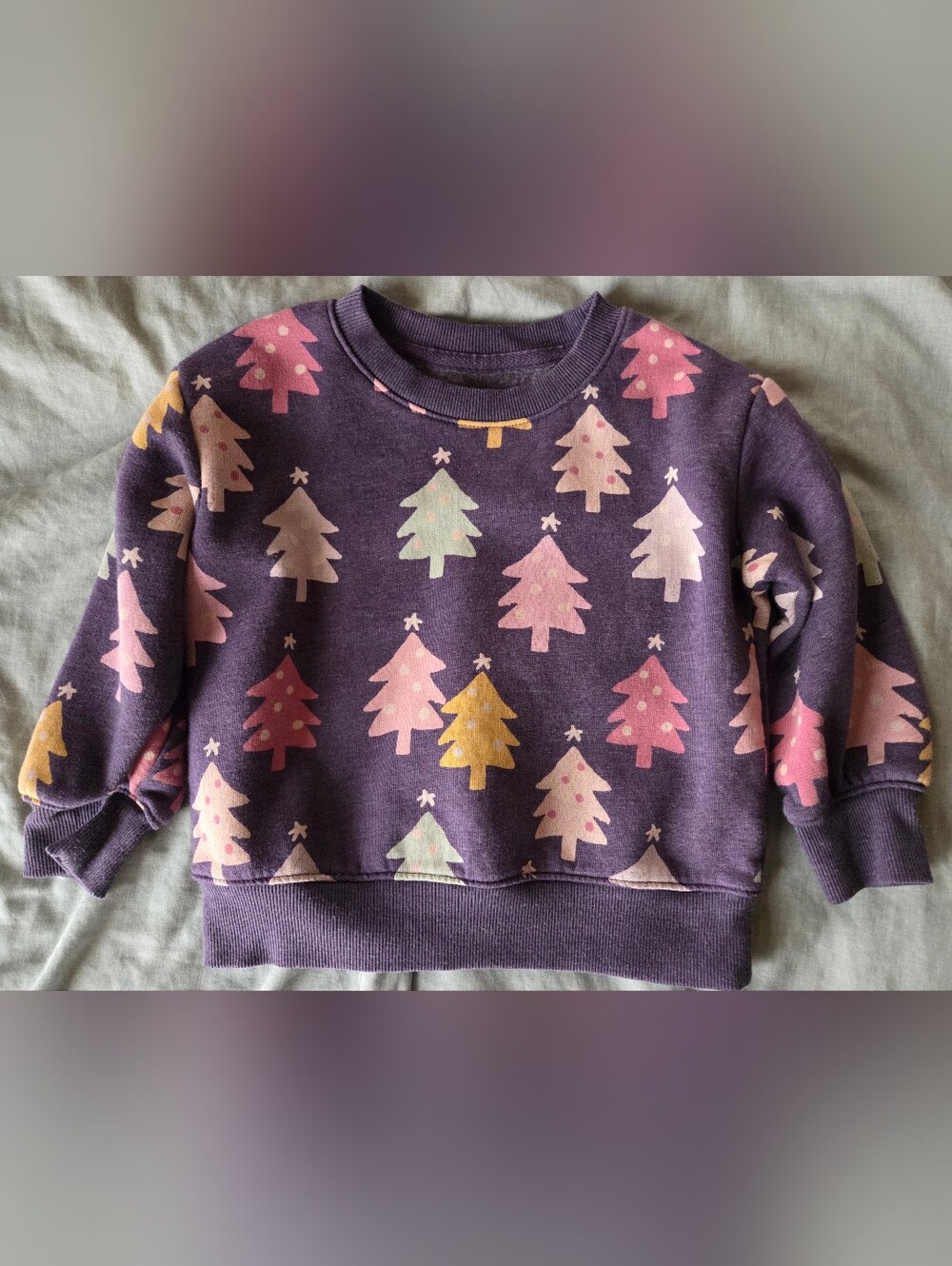 Girls 3T Purple Holiday Tree Print Sweatshirt